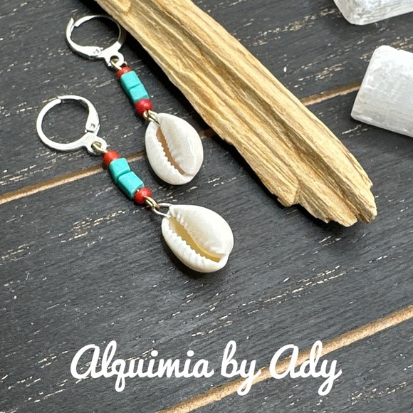 Shell and Bead Drop Earrings - Picture 1 of 1